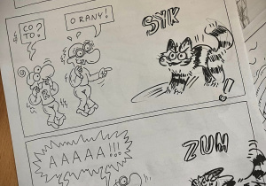 Komiks wykonany przez uczennicę na warsztatach