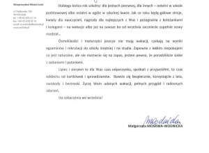 List od Pani wiceprezydent